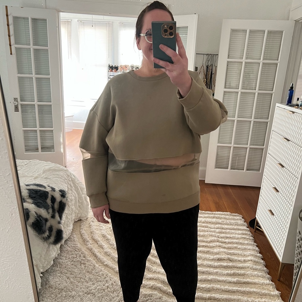 By Anthropologie Mesh Paneled Sweatshirt